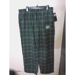 NWT New York Jets NFL Mens Pajama Pants XL Green Plaid Flannel Lounge Sleepwear